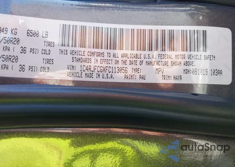 2015 Jeep Grand Cherokee High Altitude z USA, uszkodzony, nr VIN 1C4RJFCGXFC113056